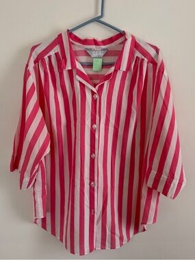 Vintage Blair Pink & White Striped Button-Up Shirt